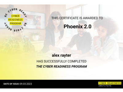 Cyber Readiness Program Completed by Alex Rayter